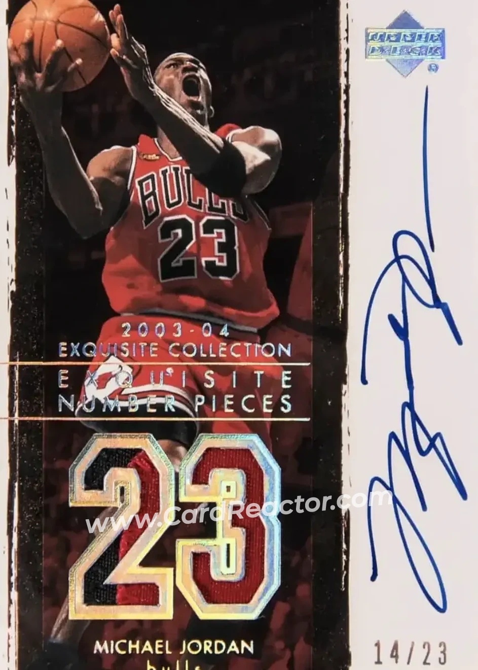 2003-04 Upper Deck Exquisite Collection - Number Piece Autographs #NP-MJ - Michael Jordan - Chicago Bulls - Front