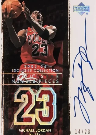 2003-04 Upper Deck Exquisite Collection #NP-MJ Number Piece Autographs Michael Jordan