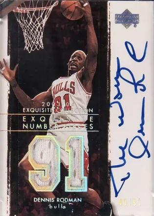 2003-04 Upper Deck Exquisite Collection - Number Piece Autographs #NP-DR - Dennis Rodman - Chicago Bulls