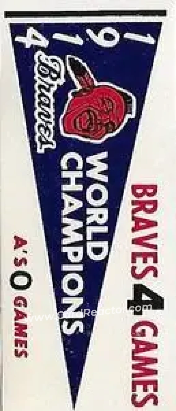 1961 Fleer Baseball Greats (F418-3) - World Series Pennant Stickers #NNO - 1914 World Series - Boston Braves - Boston Braves - Front 1961 Fleer Baseball Greats (F418-3) - World Series Pennant Stickers #NNO - 1914 World Series - Boston Braves - Boston Braves - Front