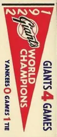 1961 Fleer Baseball Greats (F418-3) - World Series Pennant Stickers #NNO - 1922 World Series - New York Giants - New York Giants