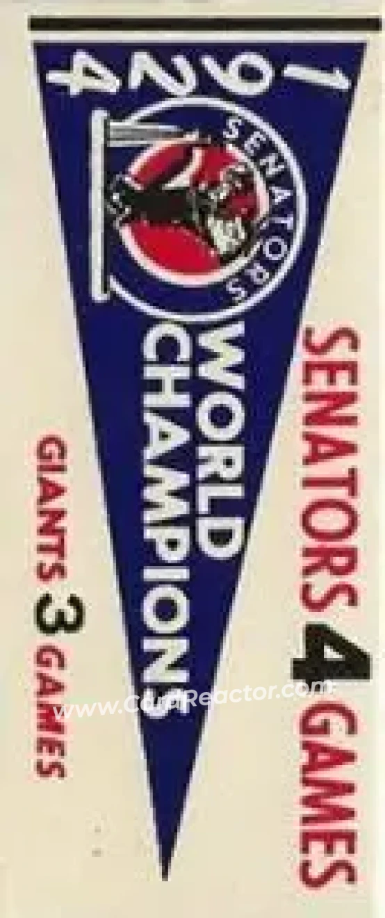 1961 Fleer Baseball Greats (F418-3) - World Series Pennant Stickers #NNO - 1924 World Series - Washington Senators - Washington Senators - Front 1961 Fleer Baseball Greats (F418-3) - World Series Pennant Stickers #NNO - 1924 World Series - Washington Senators - Washington Senators - Front
