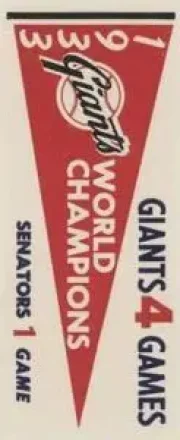 1961 Fleer Baseball Greats (F418-3) - World Series Pennant Stickers #NNO - 1933 World Series - New York Giants - New York Giants