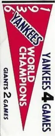 1961 Fleer Baseball Greats (F418-3) - World Series Pennant Stickers #NNO - 1936 World Series - New York Yankees - New York Yankees