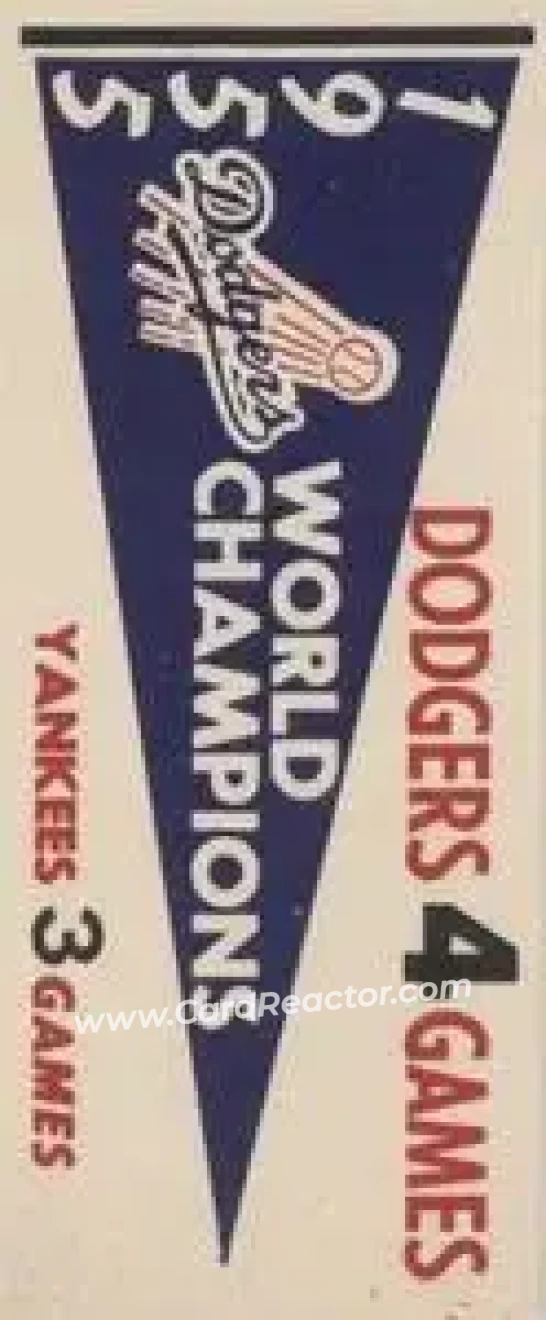 1961 Fleer Baseball Greats (F418-3) - World Series Pennant Stickers #NNO - 1955 World Series - Brooklyn Dodgers - Brooklyn Dodgers - Front 1961 Fleer Baseball Greats (F418-3) - World Series Pennant Stickers #NNO - 1955 World Series - Brooklyn Dodgers - Brooklyn Dodgers - Front