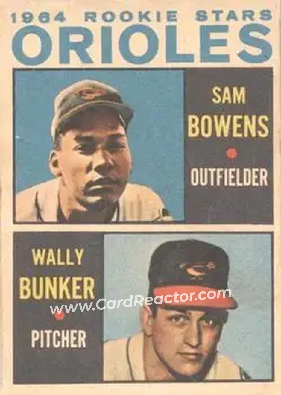 1964 Topps Venezuelan #201 - Orioles 1964 Rookie Stars (Sam Bowens - Wally Bunker) RS, RC - Baltimore Orioles - Baltimore Orioles - Front