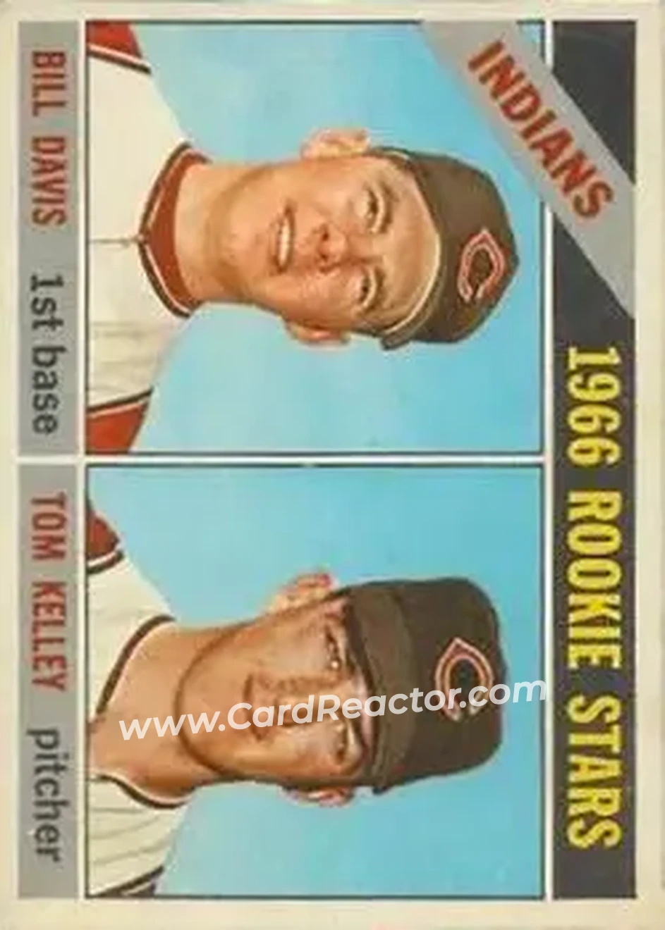 1966 Topps Venezuelan #44 - Indians 1966 Rookie Stars (Bill Davis - Tom Kelley) RS, UER - Cleveland Indians - Cleveland Indians - Front