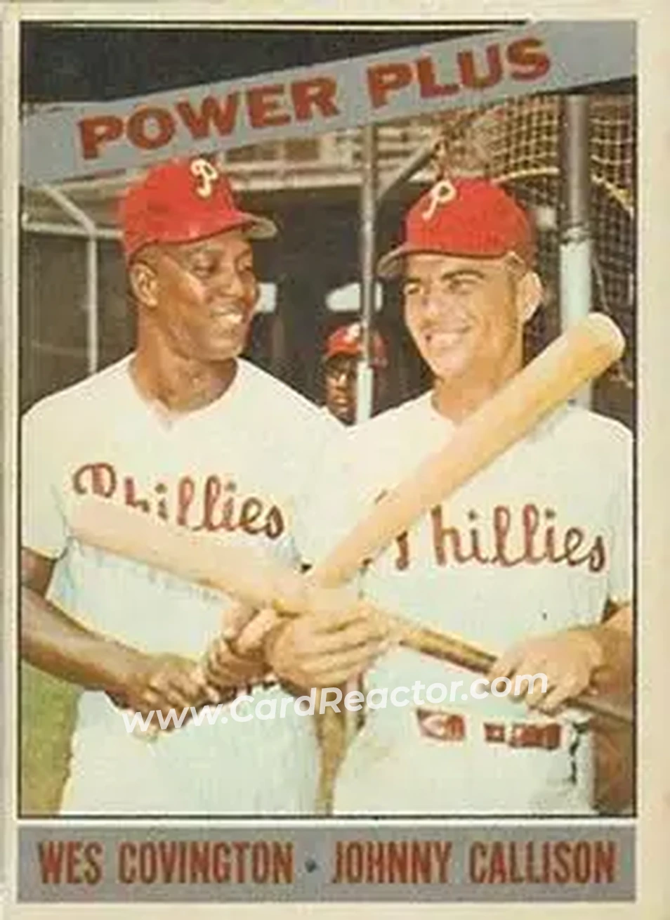 1966 Topps Venezuelan #52 - Power Plus (Wes Covington - Johnny Callison) CPC - Philadelphia Phillies - Philadelphia Phillies - Front 1966 Topps Venezuelan #52 - Power Plus (Wes Covington - Johnny Callison) CPC - Philadelphia Phillies - Philadelphia Phillies - Front