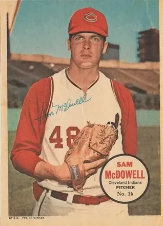 1968 O-Pee-Chee - All-Star Pin-Ups #16 - Sam McDowell - Cleveland Indians