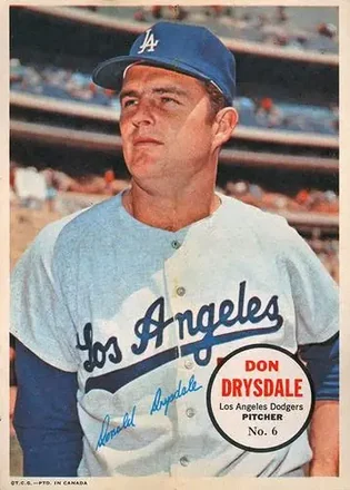 1968 O-Pee-Chee - All-Star Pin-Ups #6 - Don Drysdale - Los Angeles Dodgers
