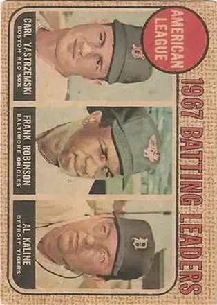 1968 Topps Venezuelan #2 - American League 1967 Batting Leaders (Carl Yastrzemski - Frank Robinson - Al Kaline) LL - Boston Red Sox - Baltimore Orioles - Detroit Tigers