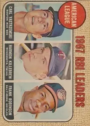 1968 Topps Venezuelan #4 - American League 1967 RBI Leaders (Carl Yastrzemski - Harmon Killebrew - Frank Robinson) LL - Boston Red Sox - Minnesota Twins - Baltimore Orioles