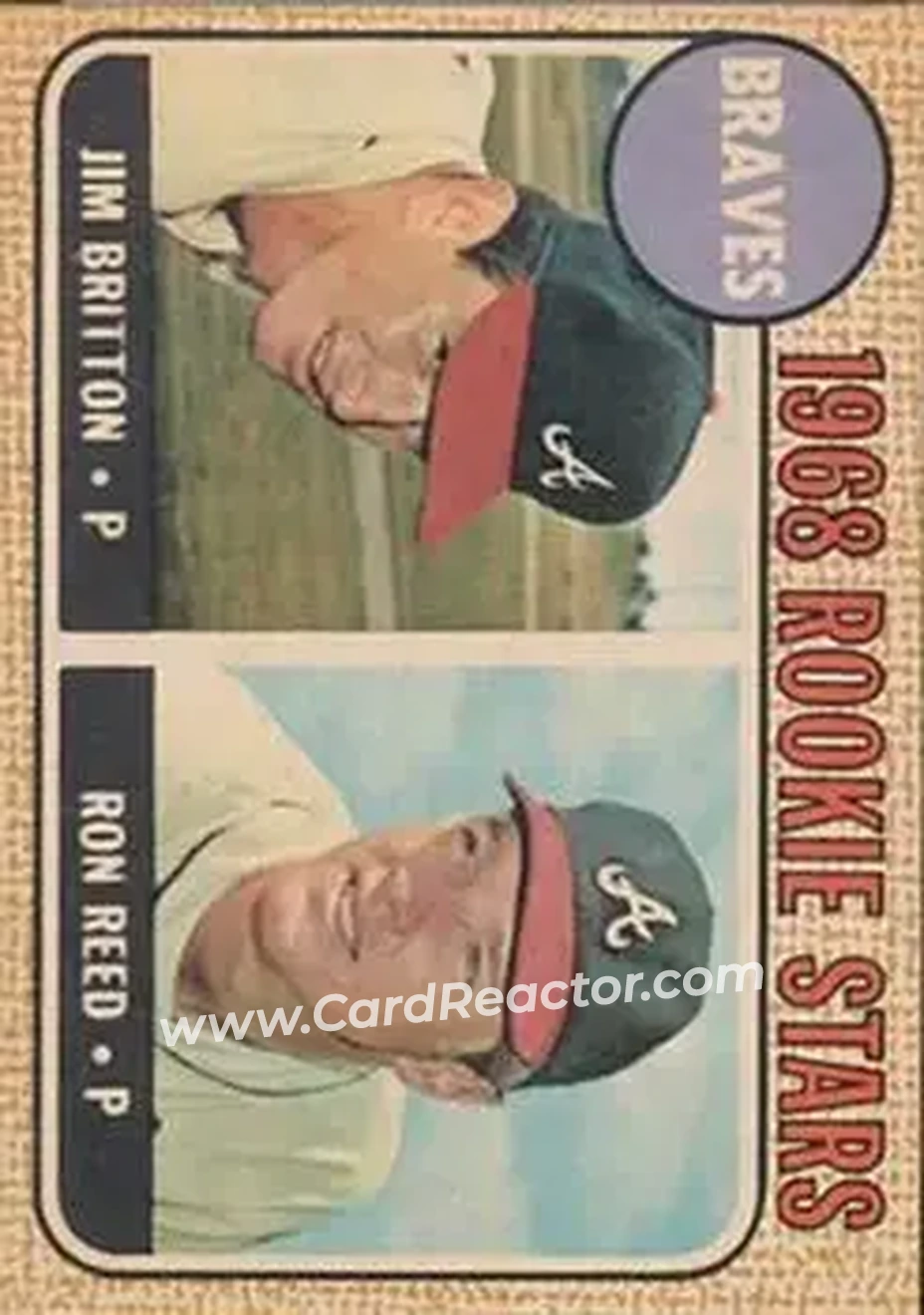 1968 Topps Venezuelan #76 - Braves 1968 Rookie Stars (Jim Britton - Ron Reed) RS, RC - Atlanta Braves - Atlanta Braves - Front 1968 Topps Venezuelan #76 - Braves 1968 Rookie Stars (Jim Britton - Ron Reed) RS, RC - Atlanta Braves - Atlanta Braves - Front