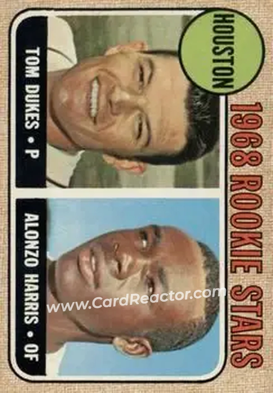 1968 O-Pee-Chee #128 - Houston 1968 Rookie Stars (Tom Dukes - Alonzo Harris) RS, RC - Houston Astros - Houston Astros - Front 1968 O-Pee-Chee #128 - Houston 1968 Rookie Stars (Tom Dukes - Alonzo Harris) RS, RC - Houston Astros - Houston Astros - Front