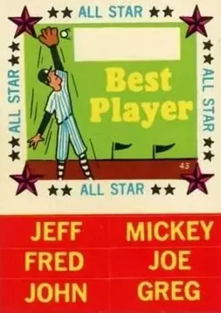 1960 Fleer Baseball Greats - All-Star Stickers #43 - Best Player