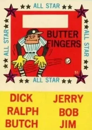 1960 Fleer Baseball Greats - All-Star Stickers #51 - Butter Fingers