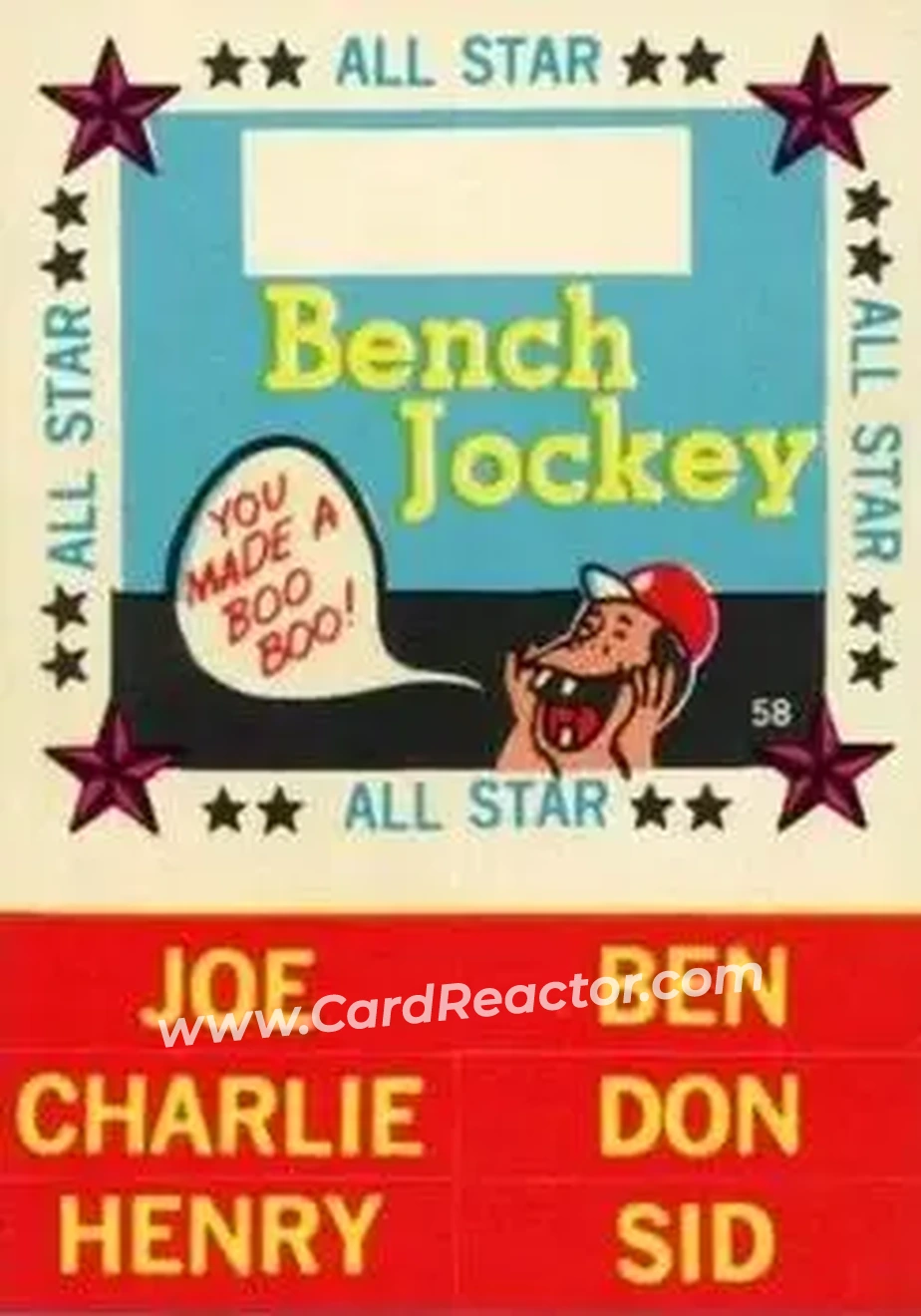 1960 Fleer Baseball Greats - All-Star Stickers #58 - Bench Jockey - Front