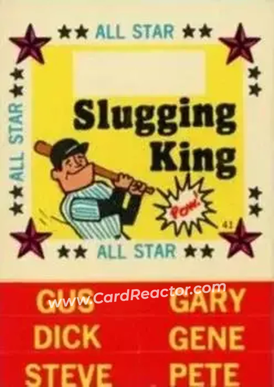 1960 Fleer Baseball Greats - All-Star Stickers #41 - Slugging King - Front