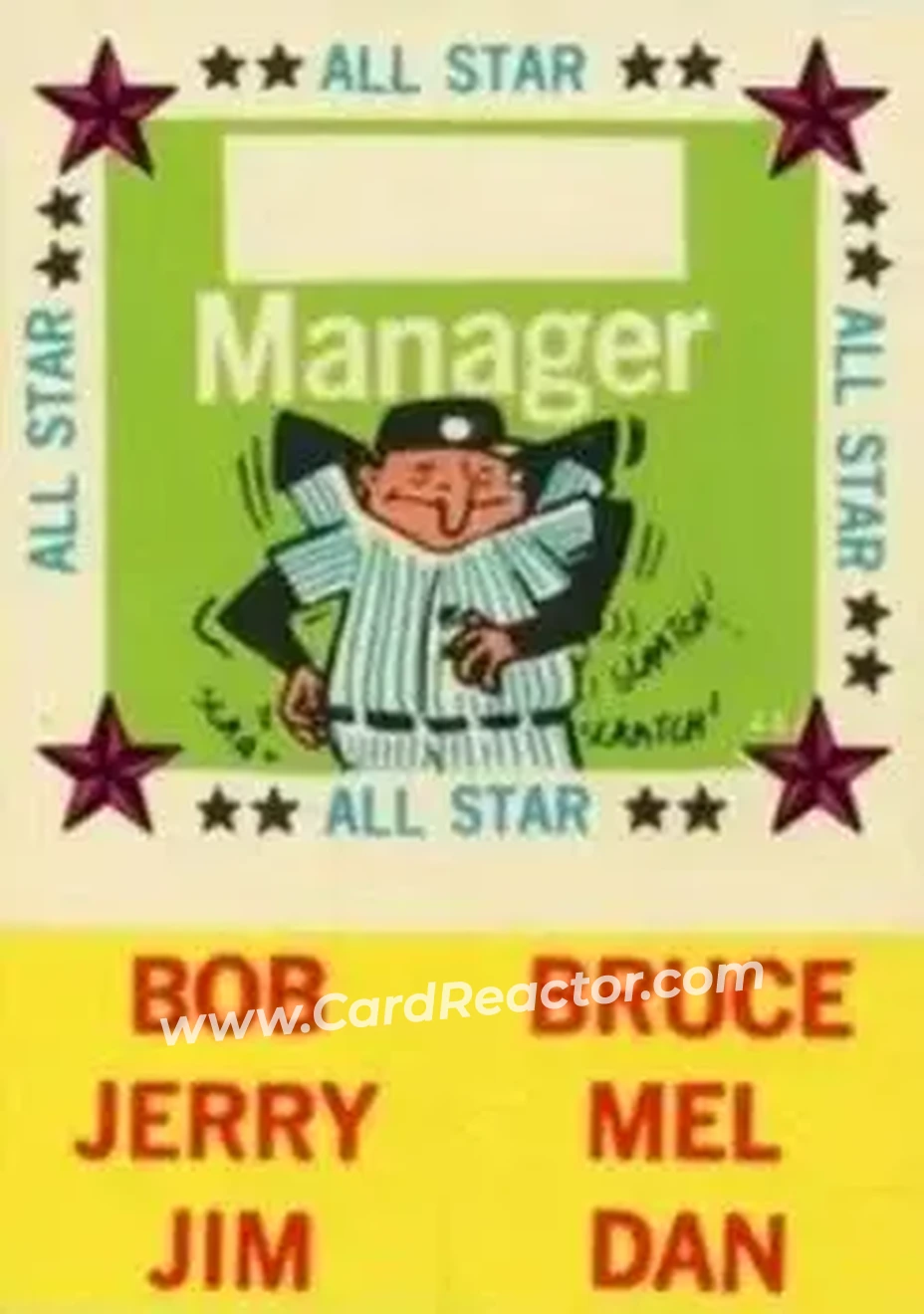 1960 Fleer Baseball Greats - All-Star Stickers #44 - Manager - Front