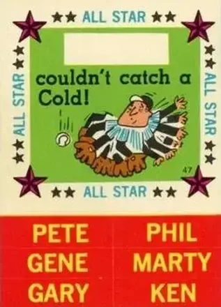 1960 Fleer Baseball Greats - All-Star Stickers #47 - Couldn't Catch a Cold