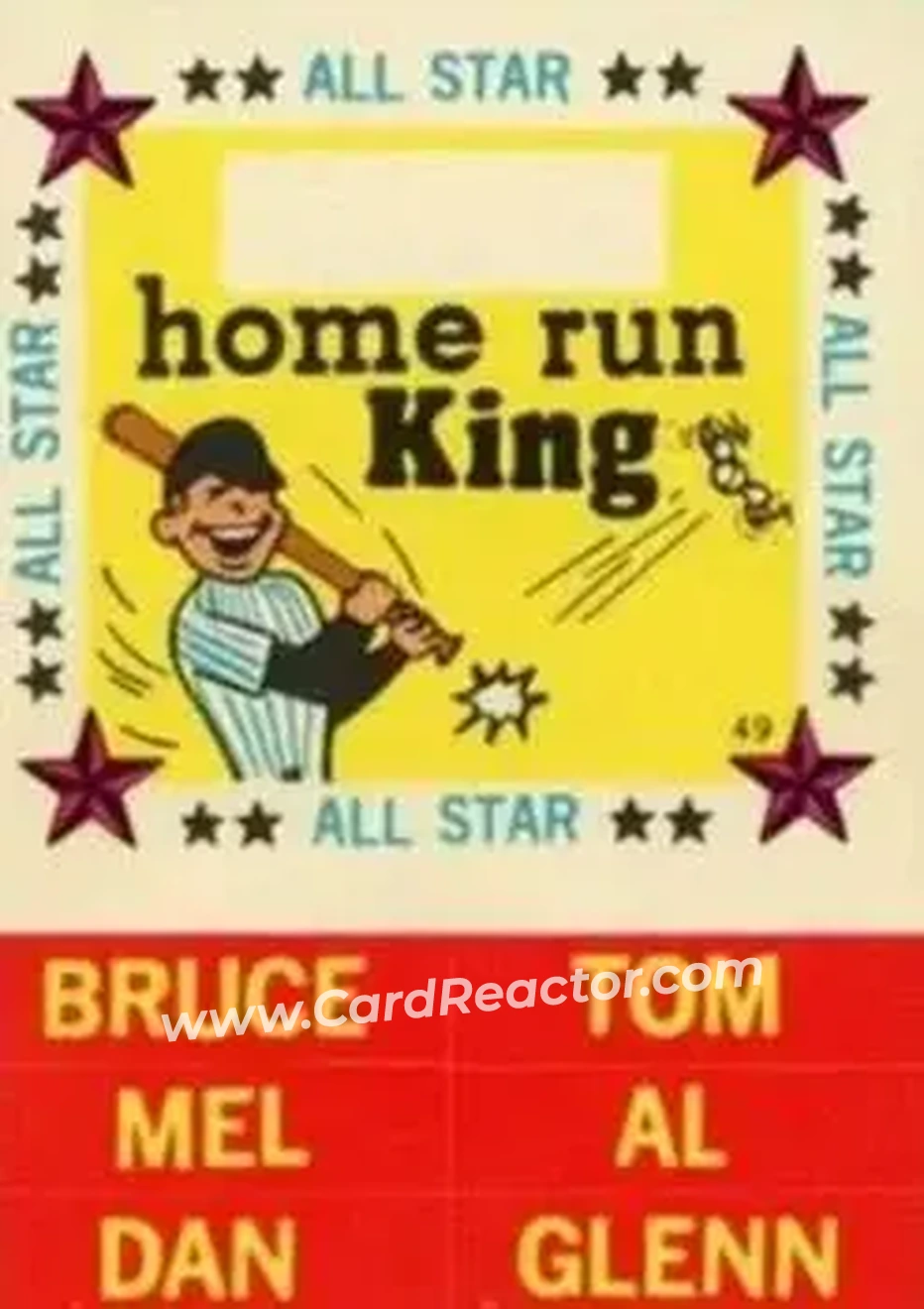 1960 Fleer Baseball Greats - All-Star Stickers #49 - Home Run King - Front