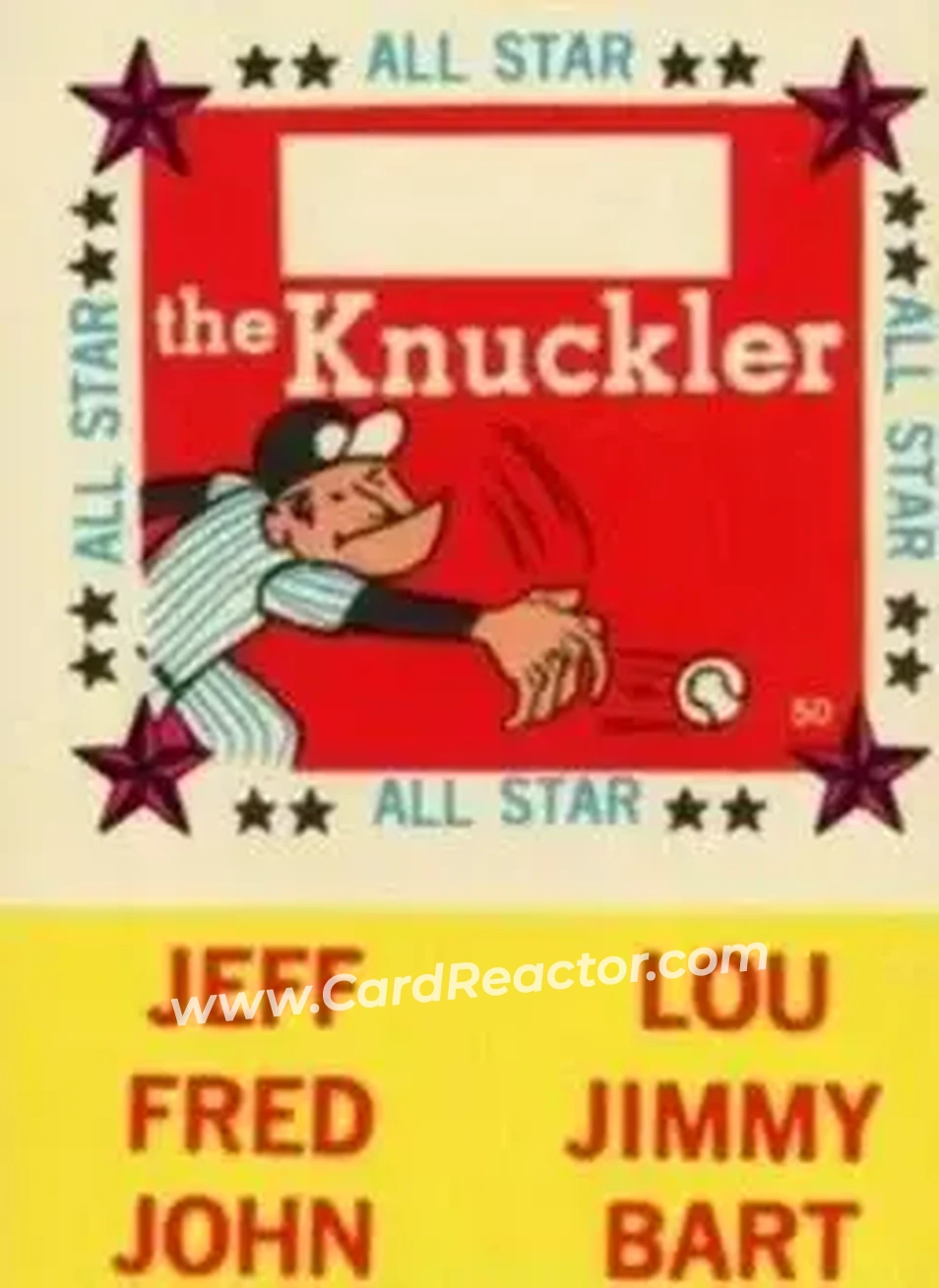 1960 Fleer Baseball Greats - All-Star Stickers #50 - The Knuckler - Front