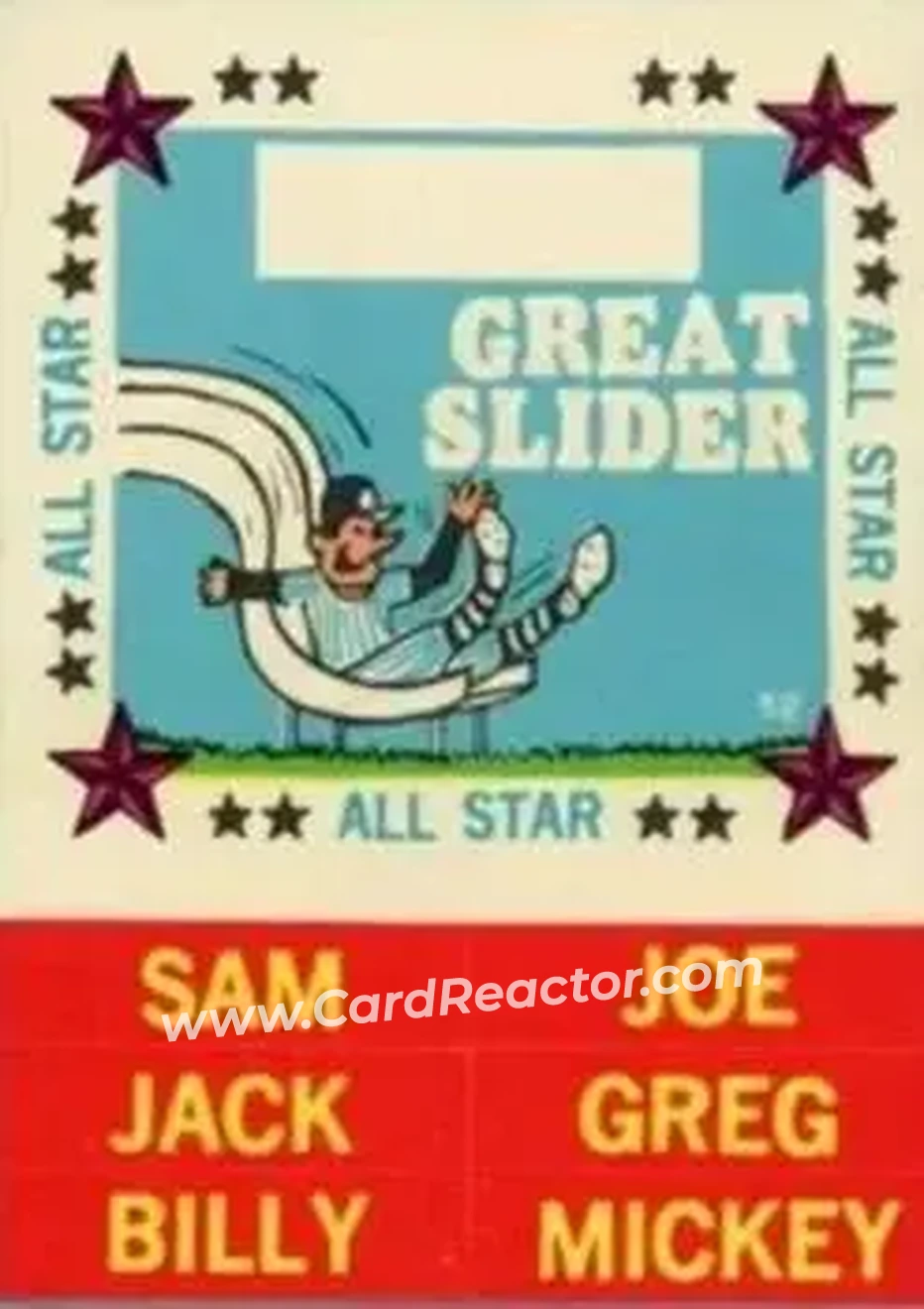 1960 Fleer Baseball Greats - All-Star Stickers #52 - Great Slider - Front