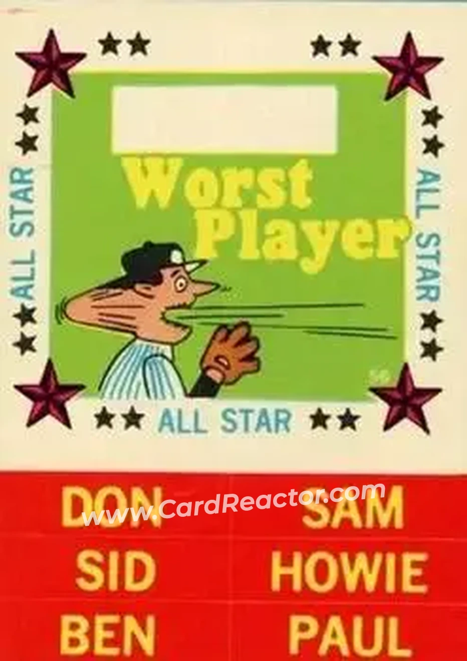 1960 Fleer Baseball Greats - All-Star Stickers #56 - Worst Player - Front