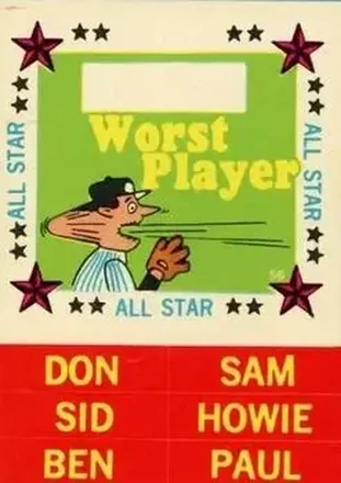 1960 Fleer Baseball Greats #56 All-Star Stickers Worst Player