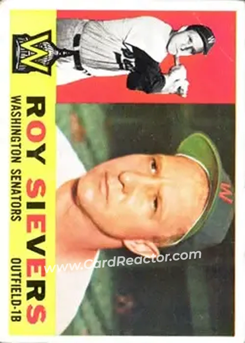 1960 Topps #25 - Roy Sievers - Washington Senators - Front 1960 Topps #25 - Roy Sievers - Washington Senators - Front