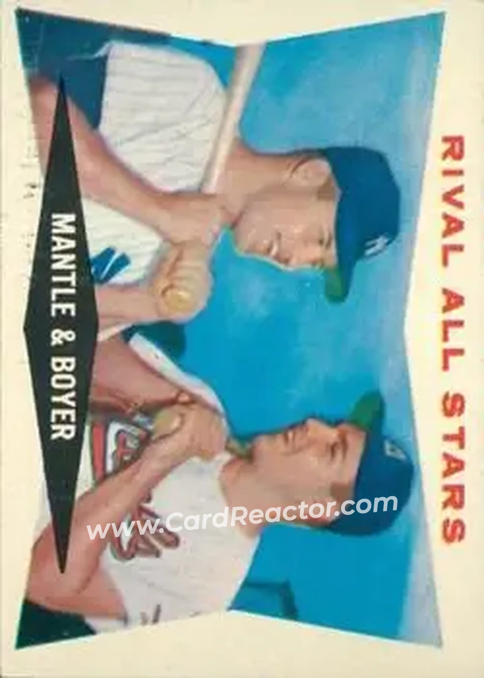 1960 Topps #160 - Rival All Stars (Mickey Mantle - Ken Boyer) CPC - New York Yankees - St. Louis Cardinals - Front 1960 Topps #160 - Rival All Stars (Mickey Mantle - Ken Boyer) CPC - New York Yankees - St. Louis Cardinals - Front