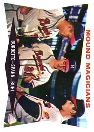 1960 Topps #230 - Mound Magicians (Lew Burdette - Warren Spahn - Bob Buhl) CPC, UER - Milwaukee Braves - Milwaukee Braves
