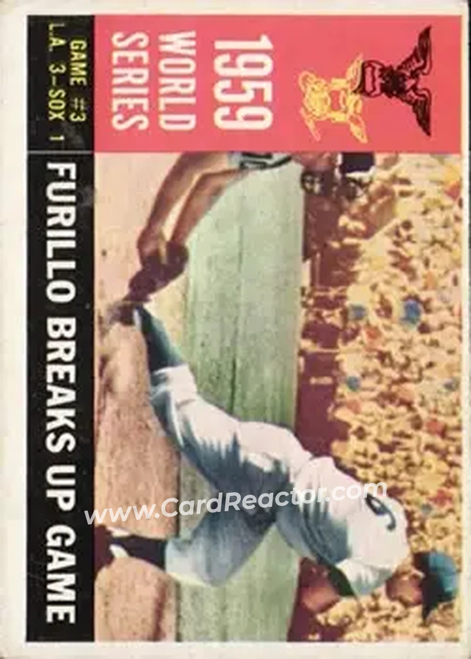 1960 Topps #387 - 1959 World Series Game #3 - Furillo Breaks up Game WS, VAR - Los Angeles Dodgers - Los Angeles Dodgers - Front 1960 Topps #387 - 1959 World Series Game #3 - Furillo Breaks up Game WS, VAR - Los Angeles Dodgers - Los Angeles Dodgers - Front