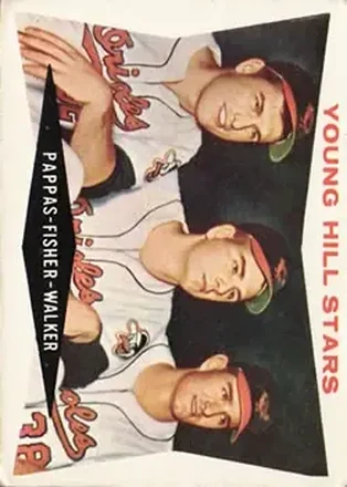 1960 Topps #399 - Young Hill Stars (Milt Pappas - Jack Fisher - Jerry Walker) CPC, VAR - Baltimore Orioles - Baltimore Orioles