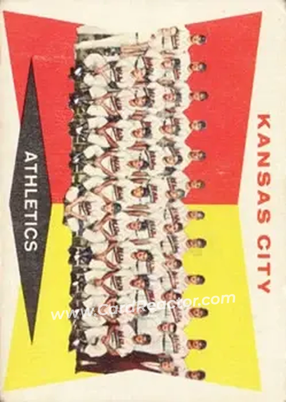 1960 Topps #413 - Kansas City Athletics TC, CL, VAR - Kansas City Athletics - Kansas City Athletics - Front 1960 Topps #413 - Kansas City Athletics TC, CL, VAR - Kansas City Athletics - Kansas City Athletics - Front