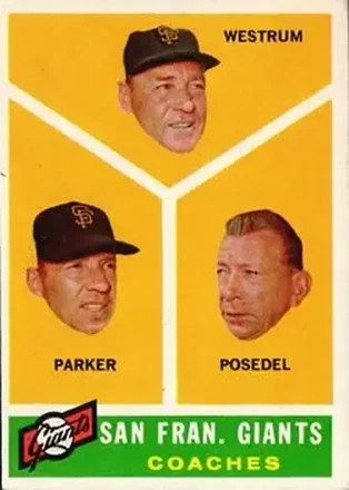 1960 Topps #469 - San Fran. Giants Coaches (Wes Westrum - Salty Parker - Bill Posedel) CO - San Francisco Giants - San Francisco Giants