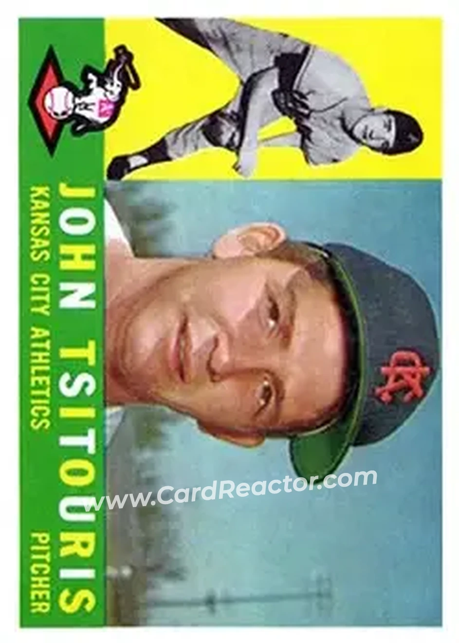 1960 Topps #497 - John Tsitouris - Kansas City Athletics - Front