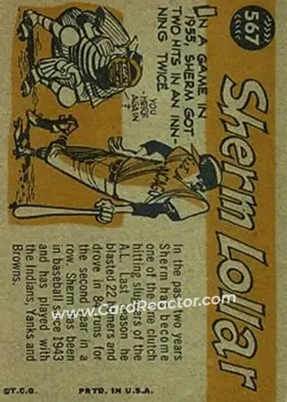 1960 Topps #567 - Sherman Lollar - Chicago White Sox - Back