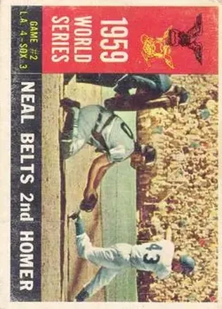 1960 Topps #386 - 1959 World Series Game #2 - Neal Belts 2nd Homer WS, VAR - Los Angeles Dodgers - Los Angeles Dodgers