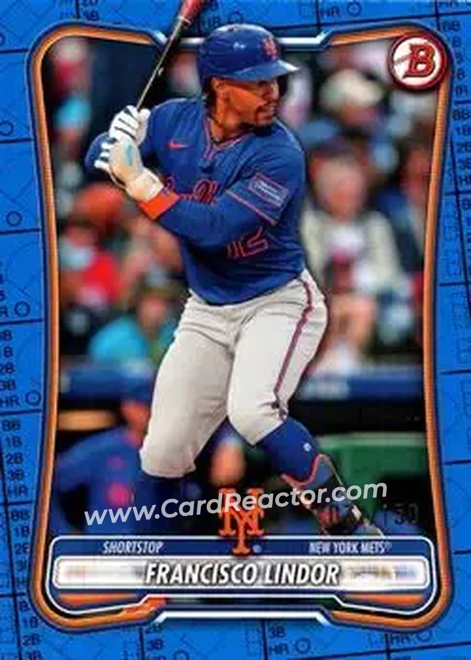 2026 Bowman - Blue Pattern #17 - Francisco Lindor - New York Mets - Front
