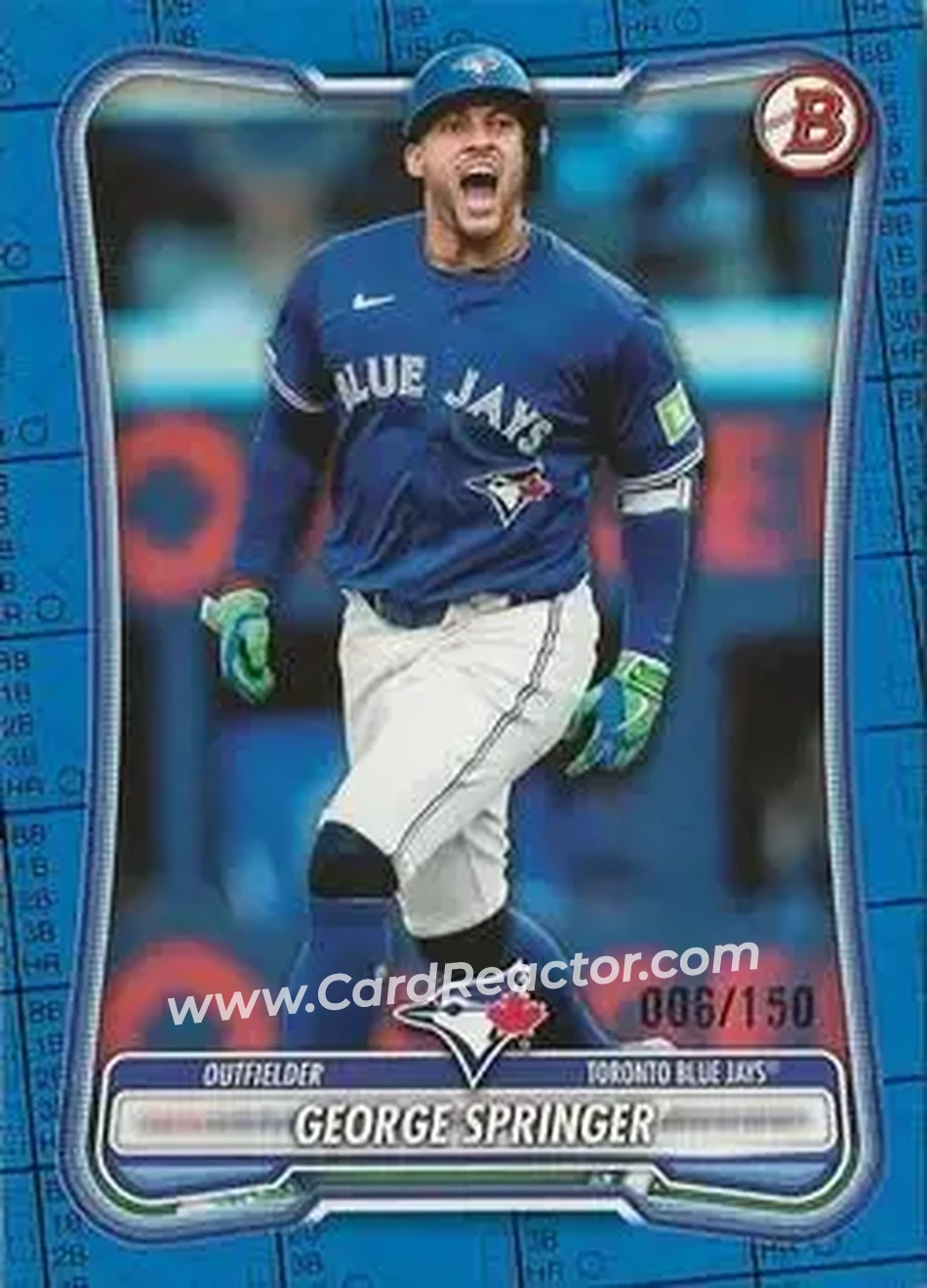2026 Bowman - Blue Pattern #95 - George Springer - Toronto Blue Jays - Front