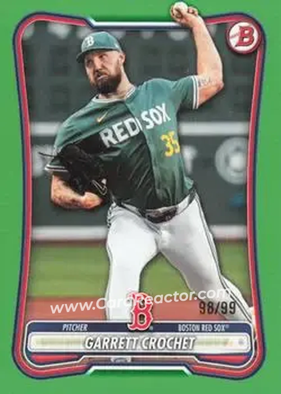 2026 Bowman - Green #51 - Garrett Crochet - Boston Red Sox - Front
