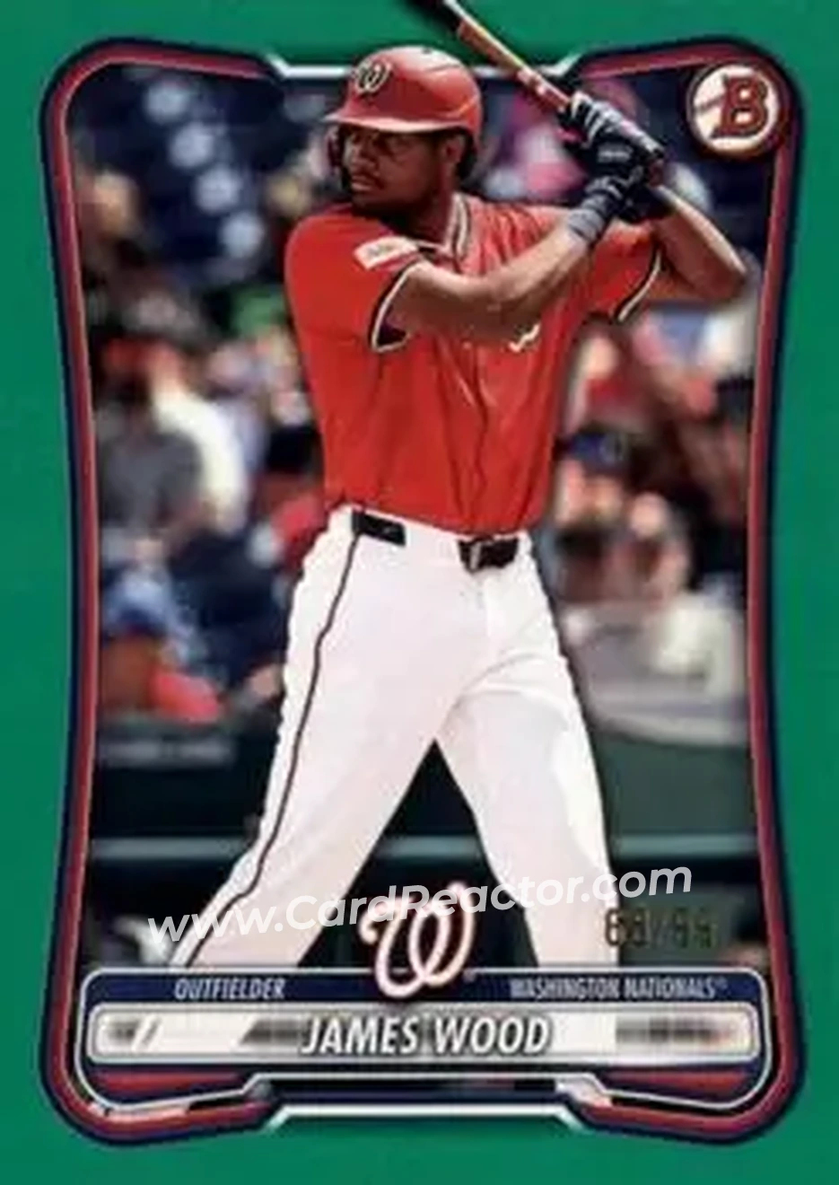 2026 Bowman - Green #79 - James Wood - Washington Nationals - Front 2026 Bowman - Green #79 - James Wood - Washington Nationals - Front