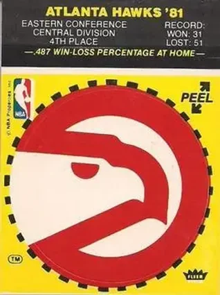 1981-82 Fleer NBA Team Stickers #NNO - (Yellow) - Atlanta Hawks