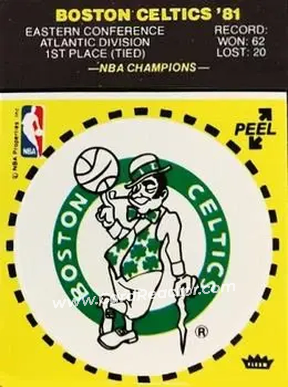 1981-82 Fleer NBA Team Stickers #NNO - (Yellow) - Boston Celtics - Front