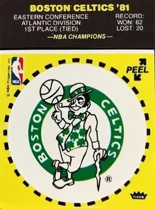 1981-82 Fleer NBA Team Stickers #NNO - (Yellow) - Boston Celtics