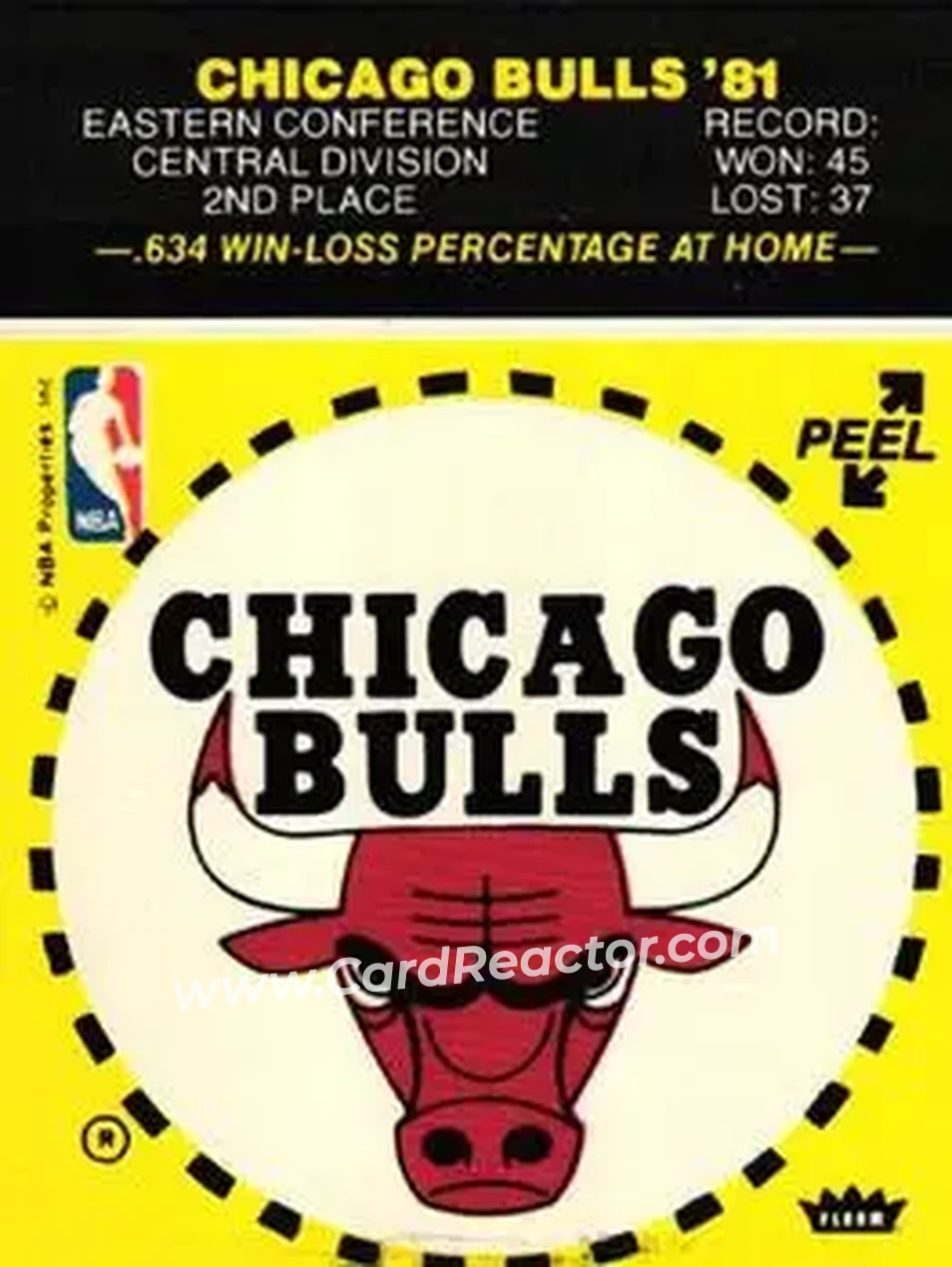 1981-82 Fleer NBA Team Stickers #NNO - (Yellow) - Chicago Bulls - Front