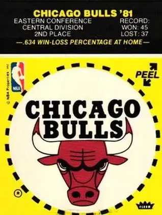 1981-82 Fleer NBA Team Stickers #NNO - (Yellow) - Chicago Bulls