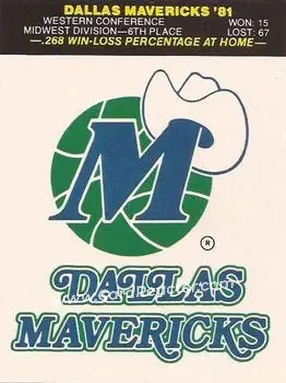 1981-82 Fleer NBA Team Stickers #1981 - Logo - Dallas Mavericks - Front
