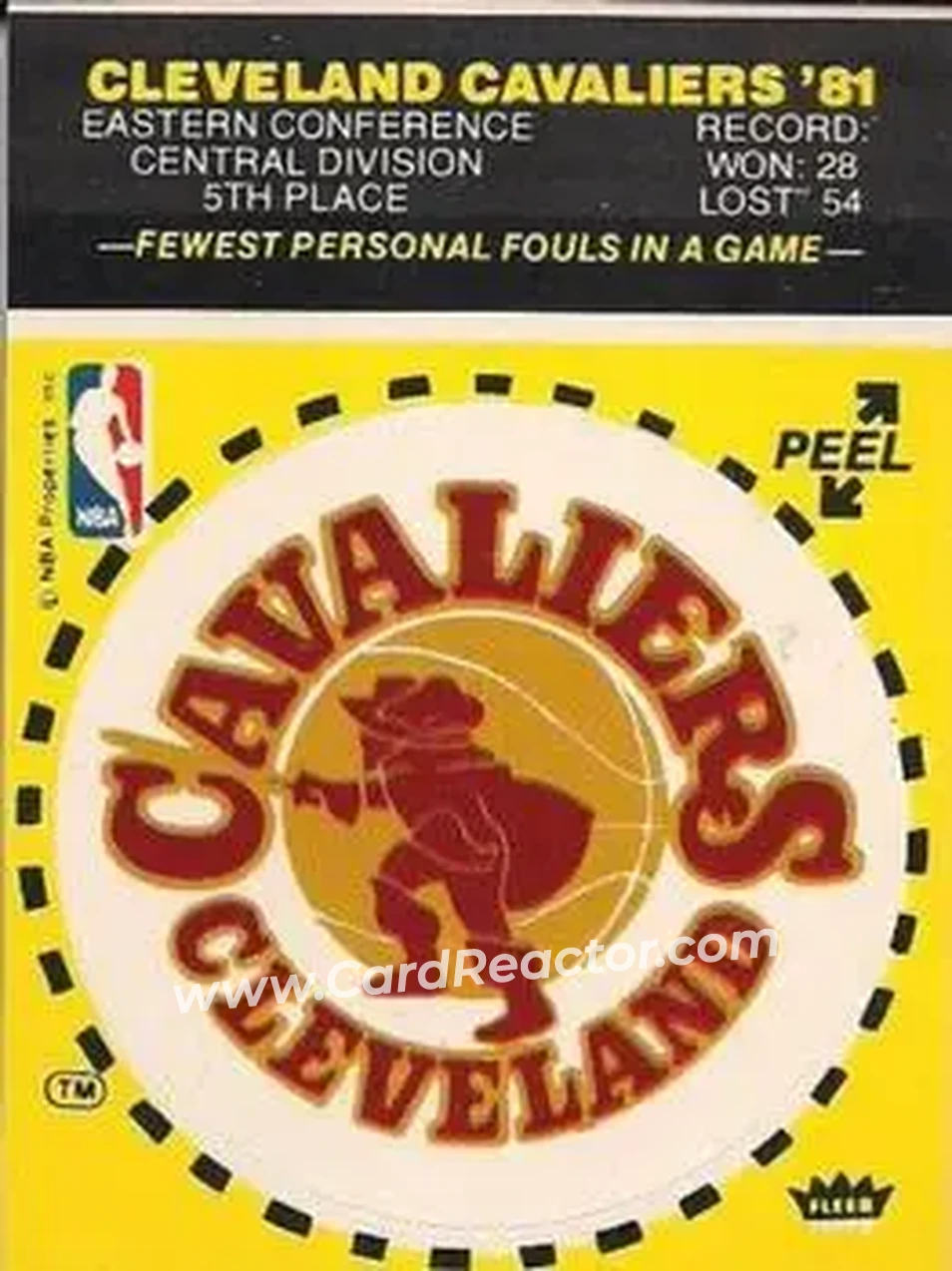1981-82 Fleer NBA Team Stickers #NNO - (Yellow) - Cleveland Cavaliers - Front